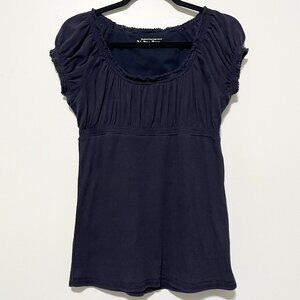 Victorias Secret Womens Y2K Babydoll Top L Navy Blue Elena Gilbert Soft Girl